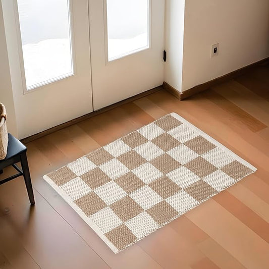 REDEARTH · Jute Cotton Area Rug, Sustainable Handwoven, Non-Shedding, Soft & Durable – Reversible, Neutral Tones for Home Décor in Living Room, Dining Room, Bedroom (Gridstone Natural, 2'x3')