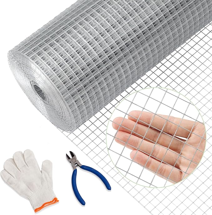 1/2inch 48Inch（H）x100Ft（L）19 Gauge Hardware Cloth Chicken Wire Fencing Hot-Dipped Galvanized Welded Chicken Wire Mesh Roll Metal Fence for Poultry Cage Home Improvement Projects