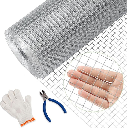 1/2inch 24Inch（H）x100Ft（L）19 Gauge Hardware Cloth Chicken Wire Fencing Hot-Dipped Galvanized Welded Chicken Wire Mesh Roll Metal Fence for Poultry Cage Home Improvement Projects