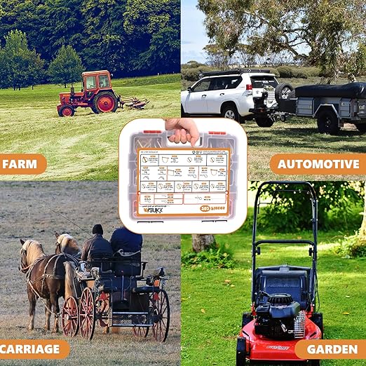 Mankk 202PCS Heavy Duty Hitch Pin Clip Assortment Kit - Tractor, Linch, PTO, R Clip, Hair Pins for Farm Tractors, Trailers, Trucks, Attachments, Lawn Mowers