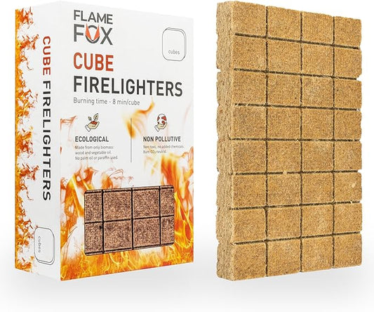 Flamefox Fire Cubes 160pcs - Quick Lighting Fire Starter for Fireplace, Wood Stove, BBQ, Camping - Easy Ignition, Long & Clean Burning, Weather Resistant Fire Lighter
