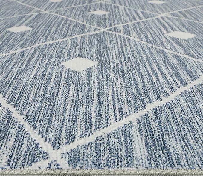 Wyatt & Ash Blue Grey Seta Imagine Printed Chenille 2' x 6' Non Skid & Machine Washable Runner Rug