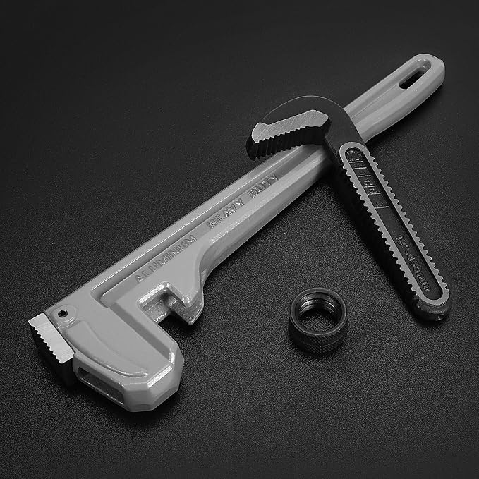 DURATECH 18-inch Heavy Duty Aluminum Straight Pipe Wrench, Adjustable Plumbing Wrench, Drop Forged, Exceed GGG standard