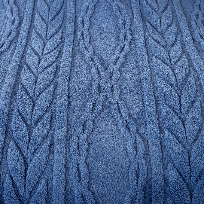 YUSOKI Sherpa Queen Size Blanket(Without Pillows)-3D Stylish Design Super Soft Blankets for Teen Girls Women Couch Bed Sofa Chair Men Boys Gift(Washed Blue,90"x90")