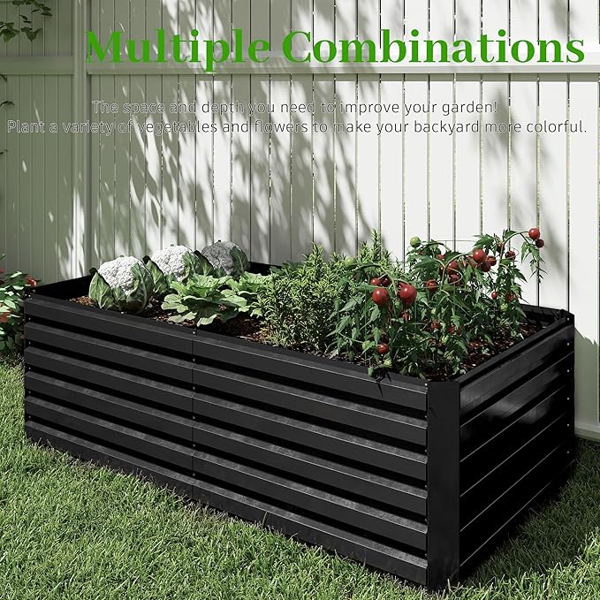 8x4x2 ft Raised Garden Bed, Large Metal Planter Raised Beds, Planters for Outdoor Plants for Vegetables, Flowers, Herbs, Fruits, and Succulents.(2 Pcs)