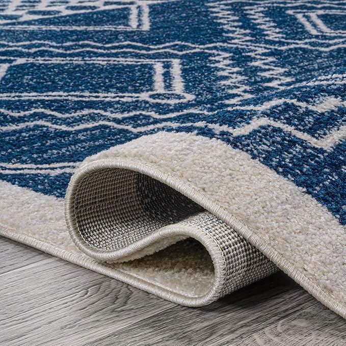 JONATHAN Y Amir Moroccan Beni Souk Navy/Ivory Indoor Area Rug, 8x10, Bohemian, Scandinavian, Easy-Cleaning for Living Room, Bedroom, Kitchen, Pet Friendly, Non-Shedding (MOH200D-8)