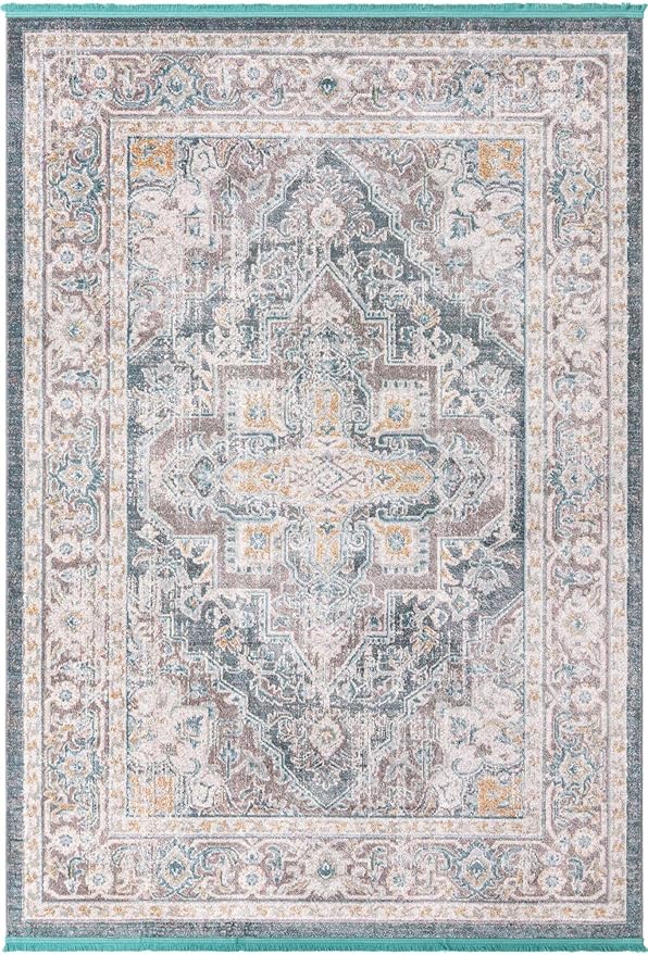 Unique Loom Baracoa Collection Area Rug - Prado (7' 1" x 10' Rectangle, Gray/ Blue)