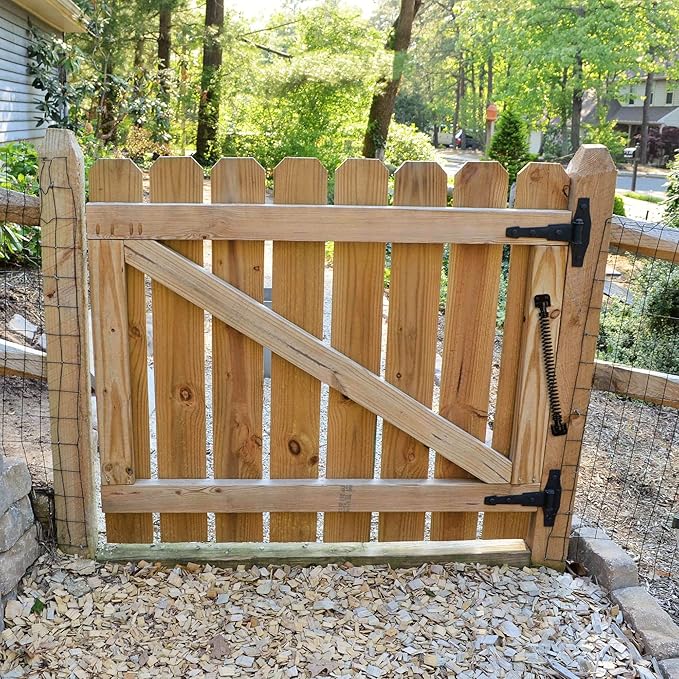 11-1/2" Gate Spring Self Closing Heavy Duty Outdoor Door Spring Automatic Fence Gate Closure Hardware Spring Loaded Gate Latch with Adjustable Tool for Wooden and Vinyl Fence, Black (1 Pack)