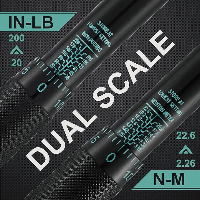 EPAuto 1/4-Inch Drive Click Torque Wrench, Black, 20-200 in.-lb.