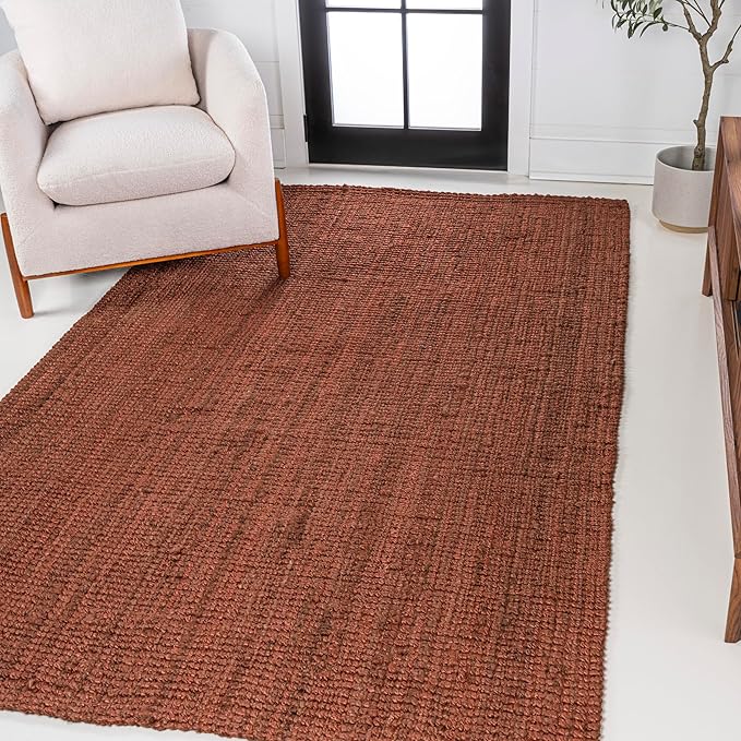 JONATHAN Y Pata Hand Woven Chunky Jute Terracotta Indoor Area Rug, 5x8, Bohemian, Rustic, Cottage, Easy-Cleaning for Living Room, Bedroom, Kitchen, Non-Shedding (NRF102F-5)