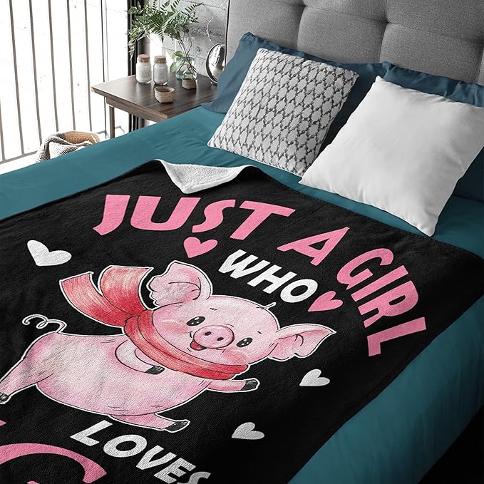 Just Girl Loves Pigs Blanket Soft Blankets and Throws Flannel Cozy Lightweight Quilt Gift Perfect for Bed Sofa Couch-40 x30 Extra Small for Pets