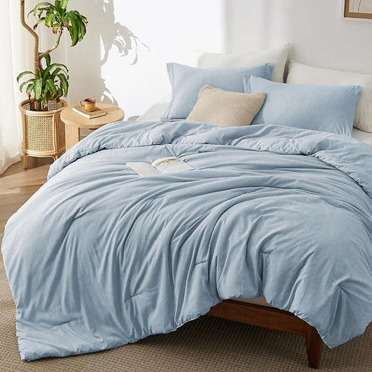 Bedsure King Size Comforter Set - Light Blue Soft Bedding for All Seasons, Cationic Dyed Bed Set, 3 Pieces, 1 King Size Comforter (104"x90") and 2 Pillow Shams (20"x36"+2")