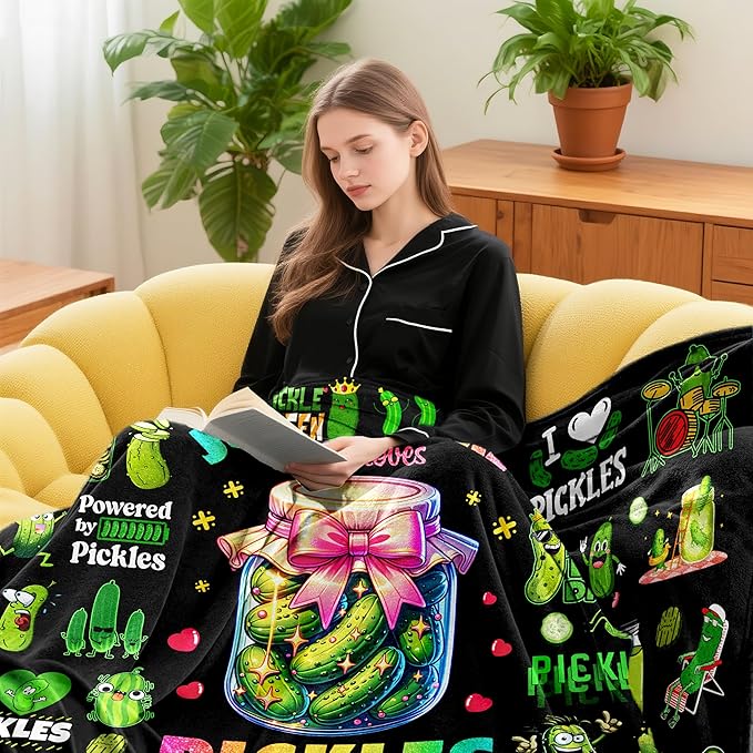 Pickle Blanket Gifts for Pickles Lovers Cute Pickles Flannel Throw Blanket Pickle Stuff Gifts for Girls Women Kids Birthday Decor 50" x 40"