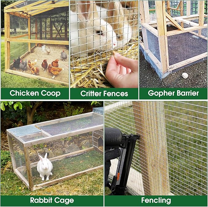 HOPERAN Hardware Cloth 1/2 Inch 36 x 100 ft - 19 Gauge Chicken Wire Fencing, Galvanized Wire Mesh Roll, Welded Wire Fence, Chicken Coop Wire Fence Gopher Wire Rabbit Wire Poultry Netting Cage
