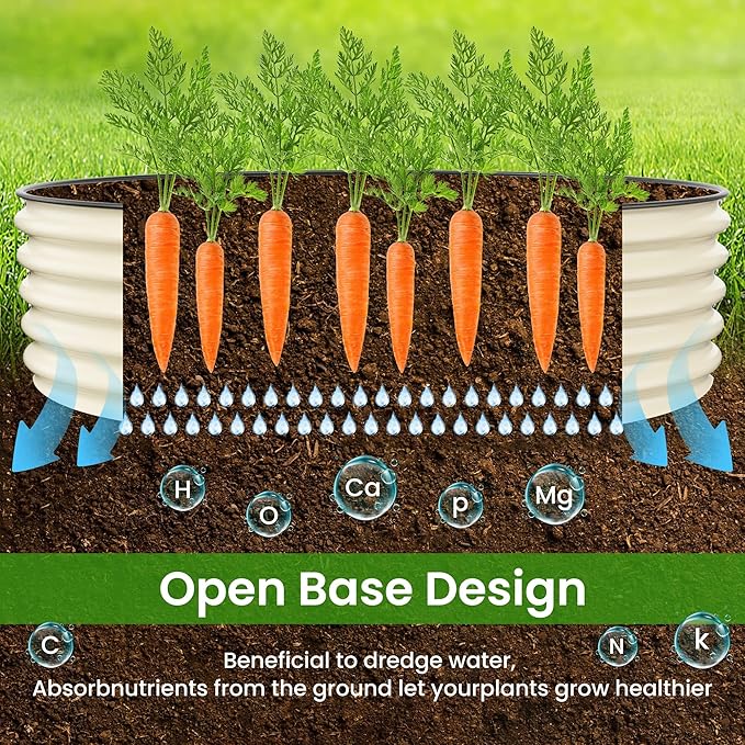 Raised Garden Bed 5x2x1.4 Ft Planter Box Outdoor with Rubber Edge Zinc-Aluminum-Magnesium Stainless Steel Durable Metal Garden Beds Kit for Vegetables, Flowers, Herbs and Succulents（Ivory）