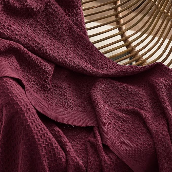 Bedsure Gentlesoft 100% Cotton Blanket King Size for Bed - Breathable and Soft, Thick Cozy Waffle Weave Christmas Blanket Gift for Women, Red, 104x90 inches