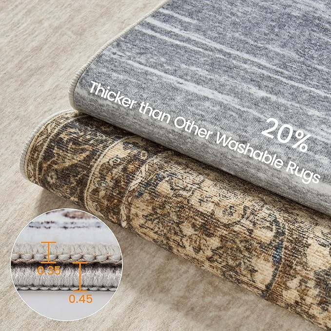 Rugland 5x7 Area Rugs - Stain Resistant Washable Rug, Anti Slip Rugs for Living Room, Vintage Tribal Area Rugs(Vintage01-Brown, 5'x7')