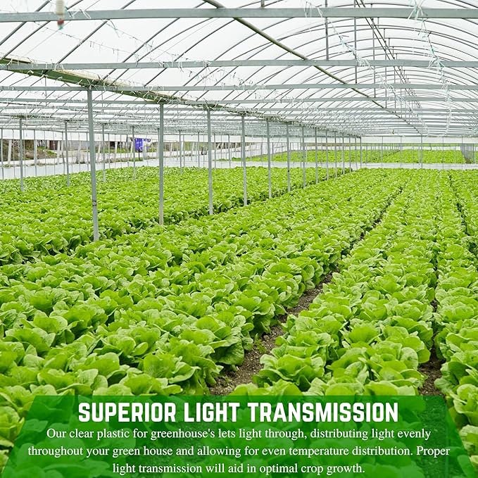 Farm Plastic Supply - String Reinforced 4 Year UV Resistant 10 mil Clear Greenhouse Plastic Sheeting - 4 Year UV Resistant Polyethylene Greenhouse Film, Hoop House Green House Cover (60' x 50')