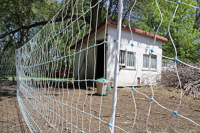 Starkline 48" x 164' Electric Poultry Netting with Double Spiked Fiberglass Posts | Electric Fence for Chickens in Backyards, Homesteads, Farms and Ranches