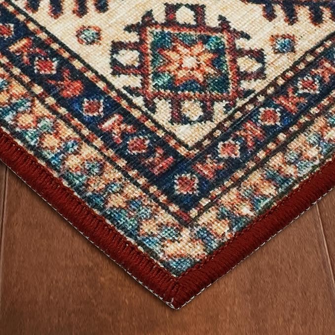 Wyatt & Ash Red Minot Imagine Printed Chenille 6'6" x 9'6" Non Skid & Machine Washable Area Rug