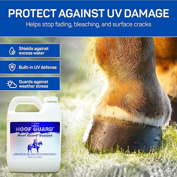 Fiber- Fortified Hoof Guard Sealant 32oz – Pro-Grade Formula Hoof Protector with Aramid for Stronger Hooves – Helps Fill Cracks & Lock in Moisture - Shields Against Thrush, UV Damage & Brittleness