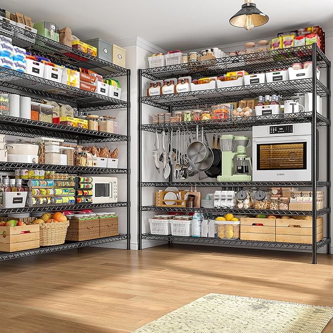 REIBII 83" H Storage Shelves 3840LBS Metal Shelving Unit 6 Tier Wire Shelving Commercial Adjustable Garage Shelving Heavy Duty for Storage Rack for Pantry, Garage, Kitchen, 83" H x 55.5" W x 18" D