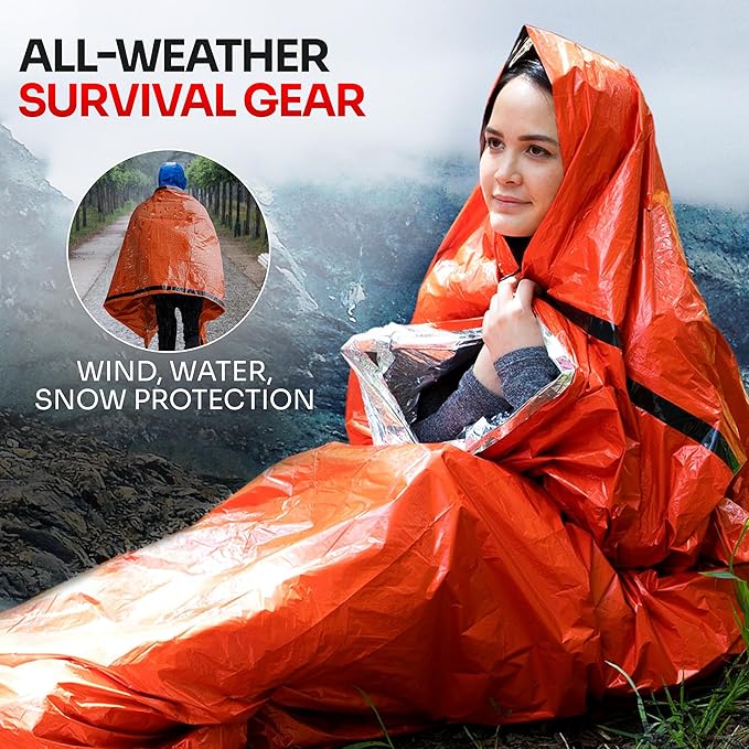 Emergency Sleeping Bag 3 Pack | for Survival Gear and Supplies Life Bivy Sack Waterproof Mylar Emergency Blankets for Survival Kit Car Camping Gear Hiking Tac Bivvy Go Bag Supplies Sleep Sacks Shelter