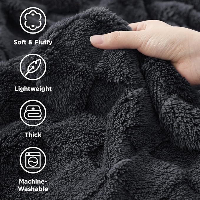 Bedsure GentleSoft Dark Grey Throw Blanket for Couch - Checkered Fleece Blankets Gifts for Women Men Girls, Cute Soft Cozy Throw for Bedroom Home Decor Gifts, 50x60 Inches