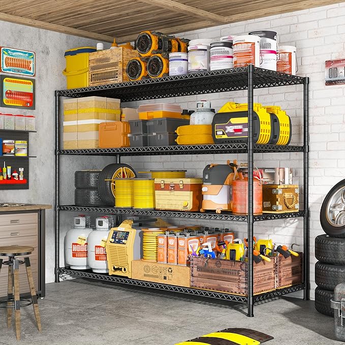 68.1"W Storage Shelves 2500LBS Wire Shelving Unit, Garage Shelving Heavy Duty, Adjustable Metal Shelving for Garage, Pantry, Kitchen, Basement, Warehouse, Business 68.1"W x 20.9"D x 70.9"H