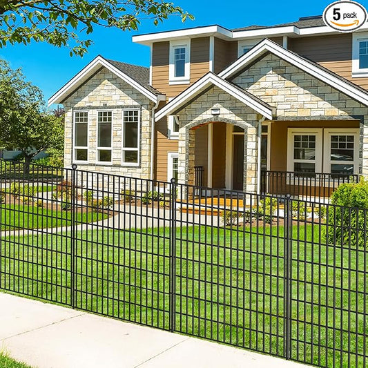 5 Panels No Dig Garden Fence, 40 in(H) X 12.1 ft(L) Metal Fence Panels, Thickened Rustproof Garden Fencing, Animal Barrier Fence for for Dogs, Rabbits, Landscape, Patio