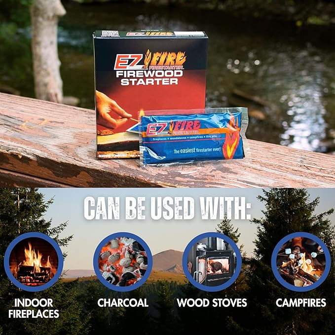 – 25 Pack All-Natural Fire Starters for Campfires, Fire Pits, BBQs & Fireplaces – Long Burning, Weather-Resistant, Non-Toxic + Survival Frog Rechargeable Lighter Kit