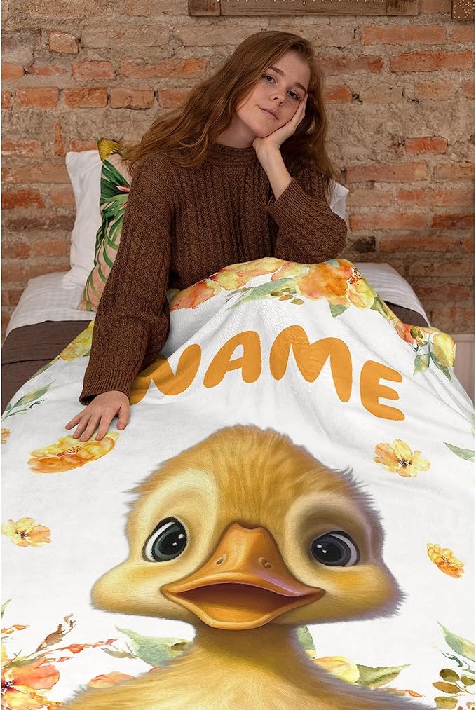Custom Cute Duck Blanket Soft Blankets and Throws Flannel Cozy Lightweight Quilt Gift Perfect for Bed Sofa Couch-80 x60 Large for Adult