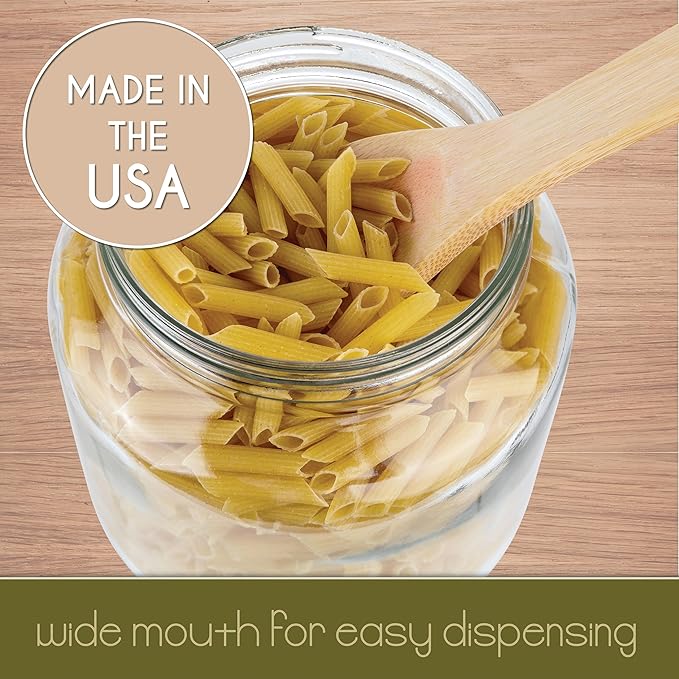 64 oz Mason Jars Wide Mouth - 1/2 Gallon Glass Jar with Lid - Large Mason Jar for Canning, Brewing, Pickling, Storage - Big Mason Jar Made in USA (2 Pack)