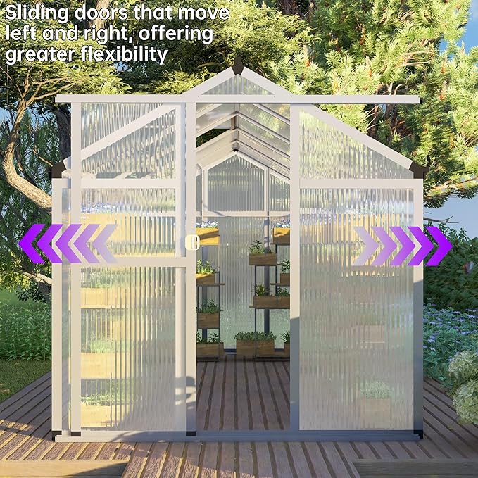 CQZY 6x6 FT Aluminum Greenhouse for Outside,Silver