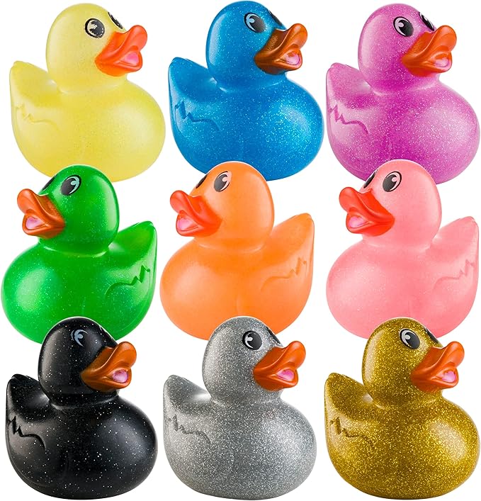 Bedwina Glitter Rubber Ducks in Bulk, Jeep Ducks for Ducking and Cruise Gifts, Kids Bath Toys, Mini Floating Rubber Duckies - Party Favors, Bulk Toys for Kids, Pool, Birthday, Decor - 600 Count