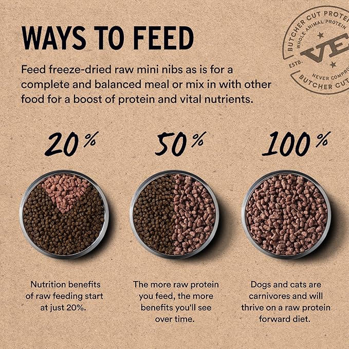 Vital Essentials Freeze-Dried Raw Rabbit Crunchy Mini Nibs | Complete Meal or Mixer Dog Food | 5.5 oz