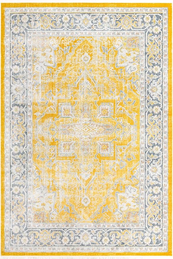 Unique Loom Baracoa Collection Area Rug - Prado (10' x 14' 1" Rectangle, Yellow/ Ivory)