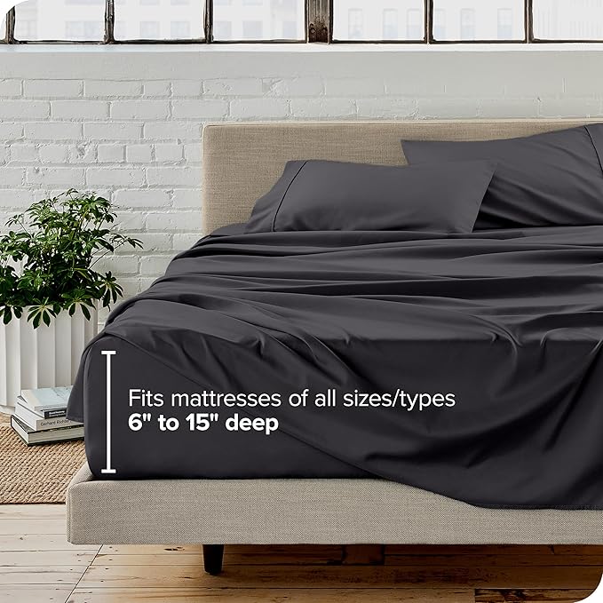 Bare Home California King Sheet Set - 1800 Ultra-Soft Microfiber Cal King Bed Sheets - Double Brushed - Deep Pockets - Easy Fit - 4 Piece Set - Bed Sheets (California King, Forged Iron Grey)