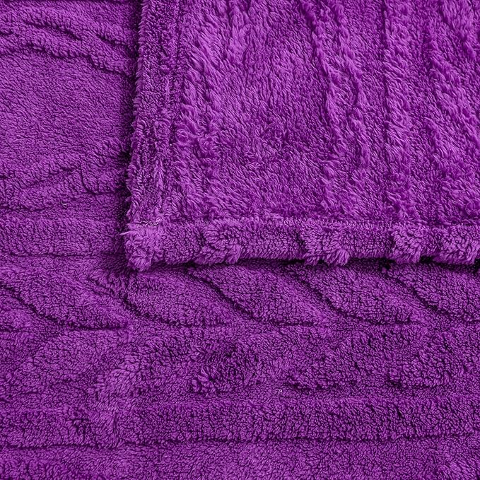 YUSOKI Sherpa Twin XL Blanket-3D Stylish Design Super Soft Fuzzy Cozy Warm Blanket Thick Plush Fluffy Furry Blankets for Teen Girls Women Couch Bed Sofa Chair Men Boys Gift(Purple,65"x90")