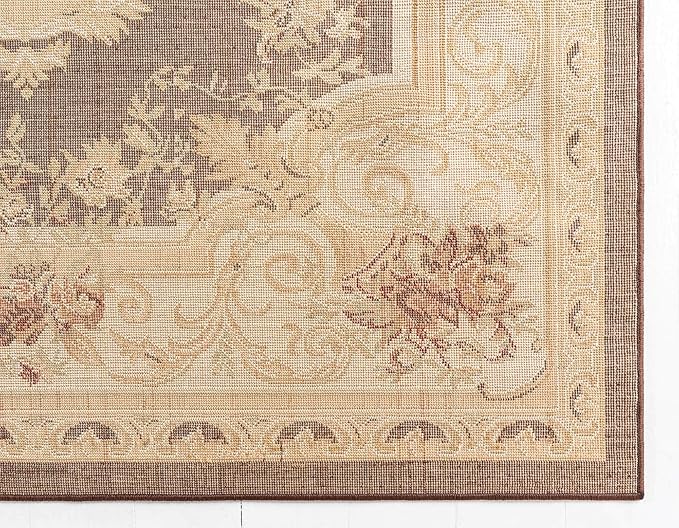 Unique Loom Versailles Collection Traditional Classic Floral Motif Area Rug (4 ft x 6 ft Rectangular, Brown/ Ivory)