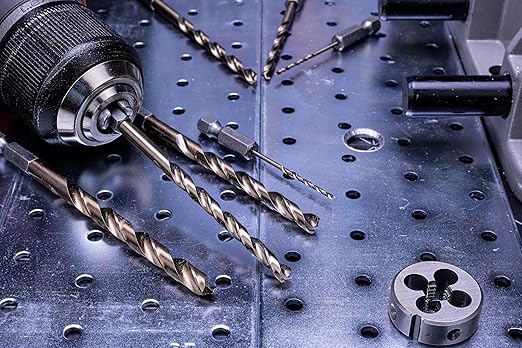 NordWolf 14-Piece M35 Cobalt Drill Bit Set for Stainless Steel, Hard Metals & Cast Iron, Jobber Length with 1/4" Hex Shank, SAE Sizes 1/16" to 3/8" in Storage Case