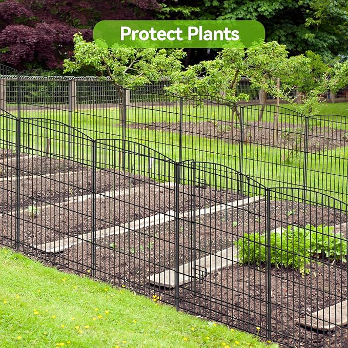 INJOPEXI Decorative Garden Fence 12 Panels 26ft (L)×36in (H) Garden Fences with 11 Panels + 1 Gate, No Dig Animal Barrier Rabbit Fencing Rustproof Metal Wire Temporary Dog Fence for Patio Outdoor Yard