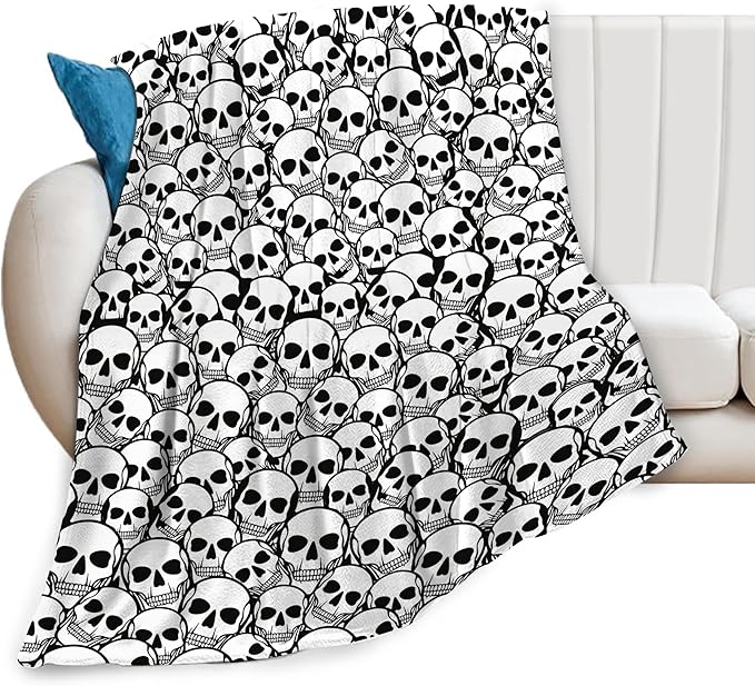 Mudiwa Gothic Skeleton Flannel Plush Throw Blanket - Cozy Lightweight Skull Decor Fleece Bedding Stuff - Gifts for Skull Lovers - Women, Men, Kids - 60"x80"