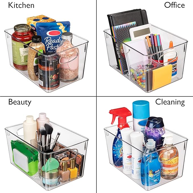 ClearSpace Plastic Storage Bins With lids, 8 Pack – Perfect Pantry Organization and Storage – Fridge Organizer, Pantry Storage Containers and Storage Bins, Cabinet Organizers