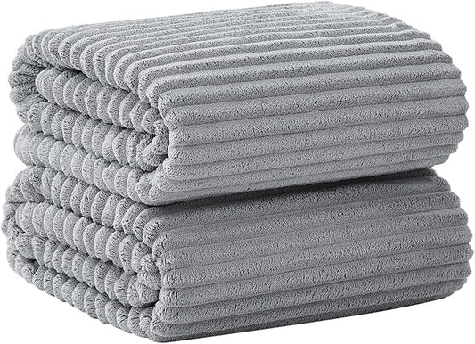 Oversized Bath Sheets 40x80 Inches Extra Large Bath Towels for Adults Super Soft Quick Dry Highly Absobent Microfiber Shower Towels for Bathroom, Pool, Gym, Yoga Towel (Gray, 2Piece)
