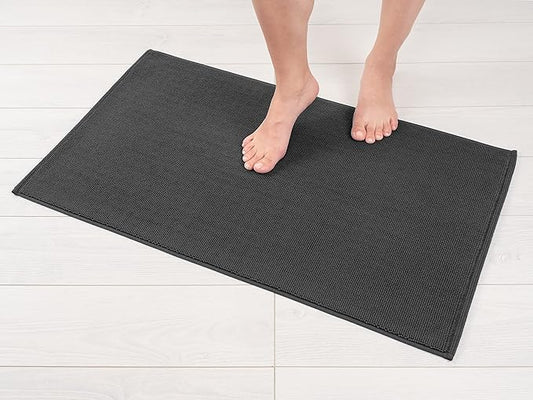 American Soft Linen Bath Rug, 20 in 34 in 100% Cotton Bath Mats Rugs for Bathroom, Slip Reducer Washable Shaggy Form Area Rugs, Gray Bath Rug