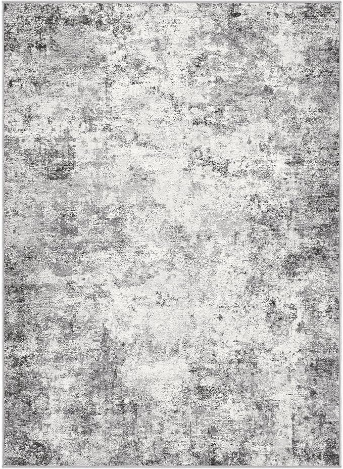 4x6 Area Rug Living Room Rugs - Washable Neutral Modern Abstract Soft Thin Rug Indoor Floor No Slip Rug Carpet for Bedroom Under Dining Table Home Office Decor - Grey