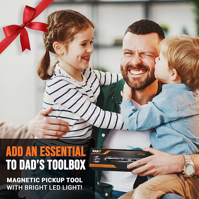 RAK Magnetic Pickup Tool Gifts for Men - Telescoping Magnet with LED Flashlight and 22 Inches Extendable Neck, Cool Gadgets Stocking Stuffer Holiday Christmas Gifts for Dad, Husband, Grandpa, Handyman