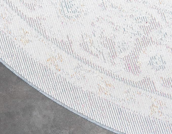 Unique Loom Baracoa Collection Area Rug - Prado (8' 4" Round, Gray/ Blue)