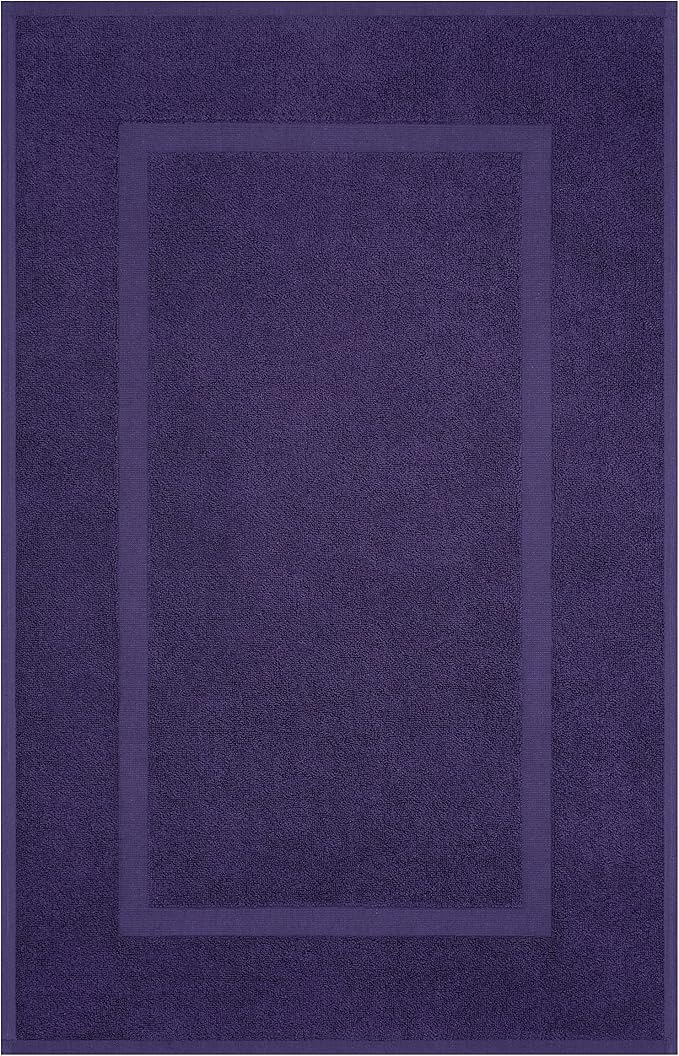 Cotton Paradise 100% Cotton Bath Mats for Bathroom Floor Set of 2 Pack, 20x34 Soft Absorbent Washable Quick Dry Tub Bathmat, Purple Towel Bath Mat